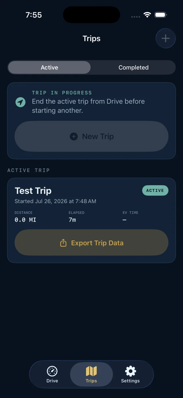 MobileCommandISR active trip screen